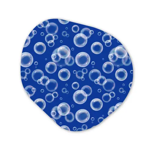 Bubbels - Patroon - Blauw Wandcirkel Organisch Aluminium middel -3d