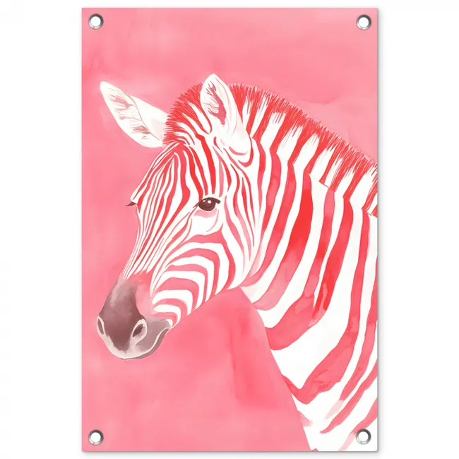 Zebra - Pink - Verf tuinposter los doek klein -3d