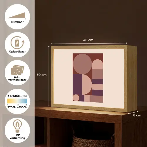 Geometrisch - Cirkels - Rood Light Box met batterij (Wandlamp) middel -USP_websiteoverzichtNL