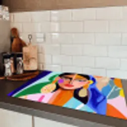 Portret - Vrouw - Modern Inductie beschermer vinyl 3mm klein -sfeer3