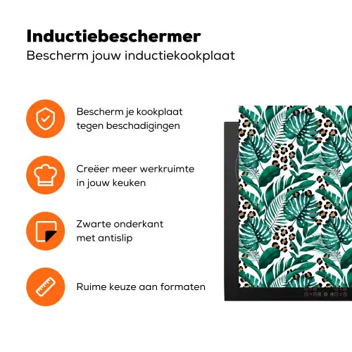 Inductie beschermer - Panterprint - Bladeren - Jungle - Afdekplaat voor kookplaat Inductie beschermer vinyl 3mm groot -zzzzzzz-td-ups
