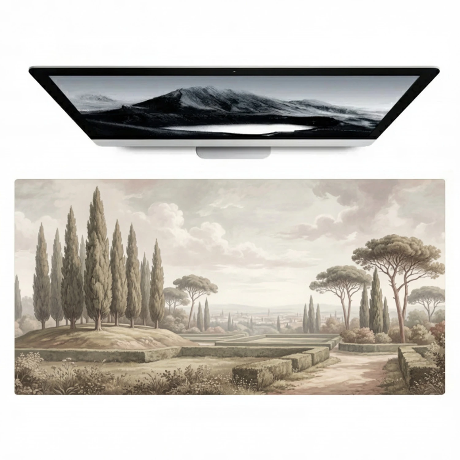 Vallei - Tuin - Natuur - Groen Muismat XXL klein -zzz3d