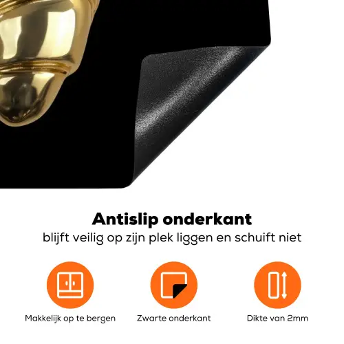 Croissant - Brood - Goud - Zwart Inductie beschermer vinyl 3mm klein -zzzzzzz-td-onderkant