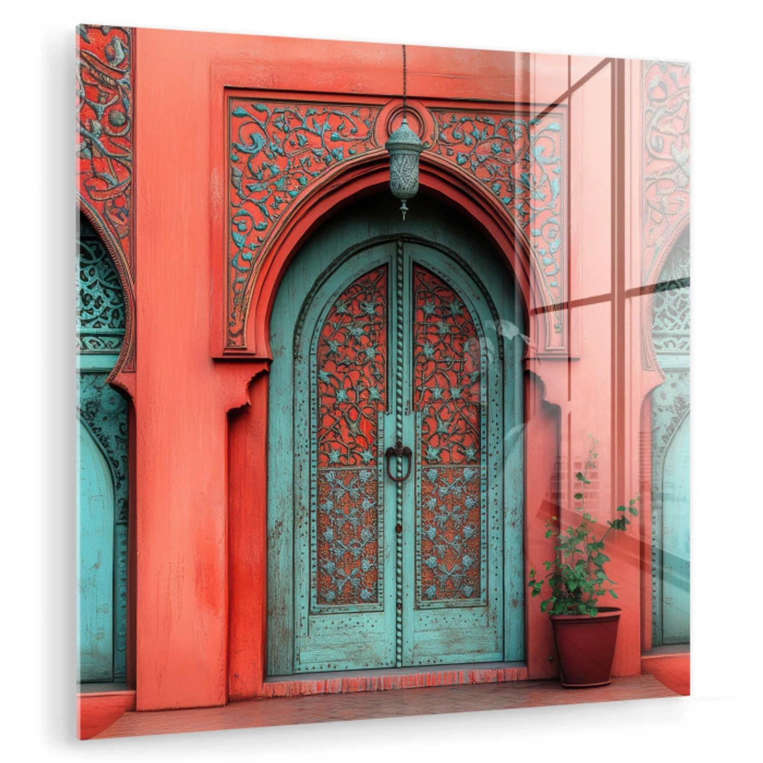 Lantaarn - Deur - Turquoise plexiglas 5mm klein -zzzproduct_nieuw