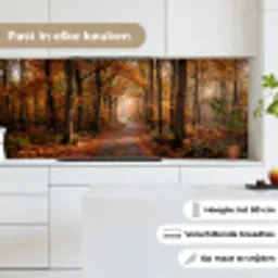 Bospad - Herfstbos - Bladeren - Oranje - Nostalgisch keuken achterwand 2 middel -sfeer4_NL