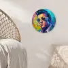 Portret - Sigaret - Kleurrijk - Bril Wandcirkel kunststof plaat 5mm dik klein -sfeer5