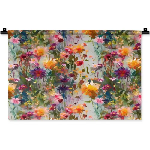 Zomers - Kleurrijk - Patroon - Bloemen Wandkleed katoen klein 269 -zz3d