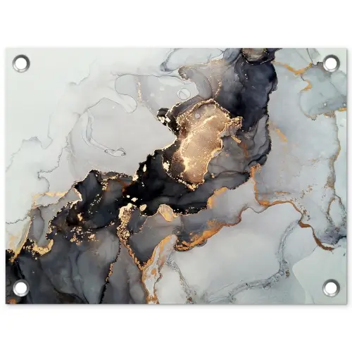 Zwart - Marmer - Luxe - Goud tuinposter los doek klein -3d