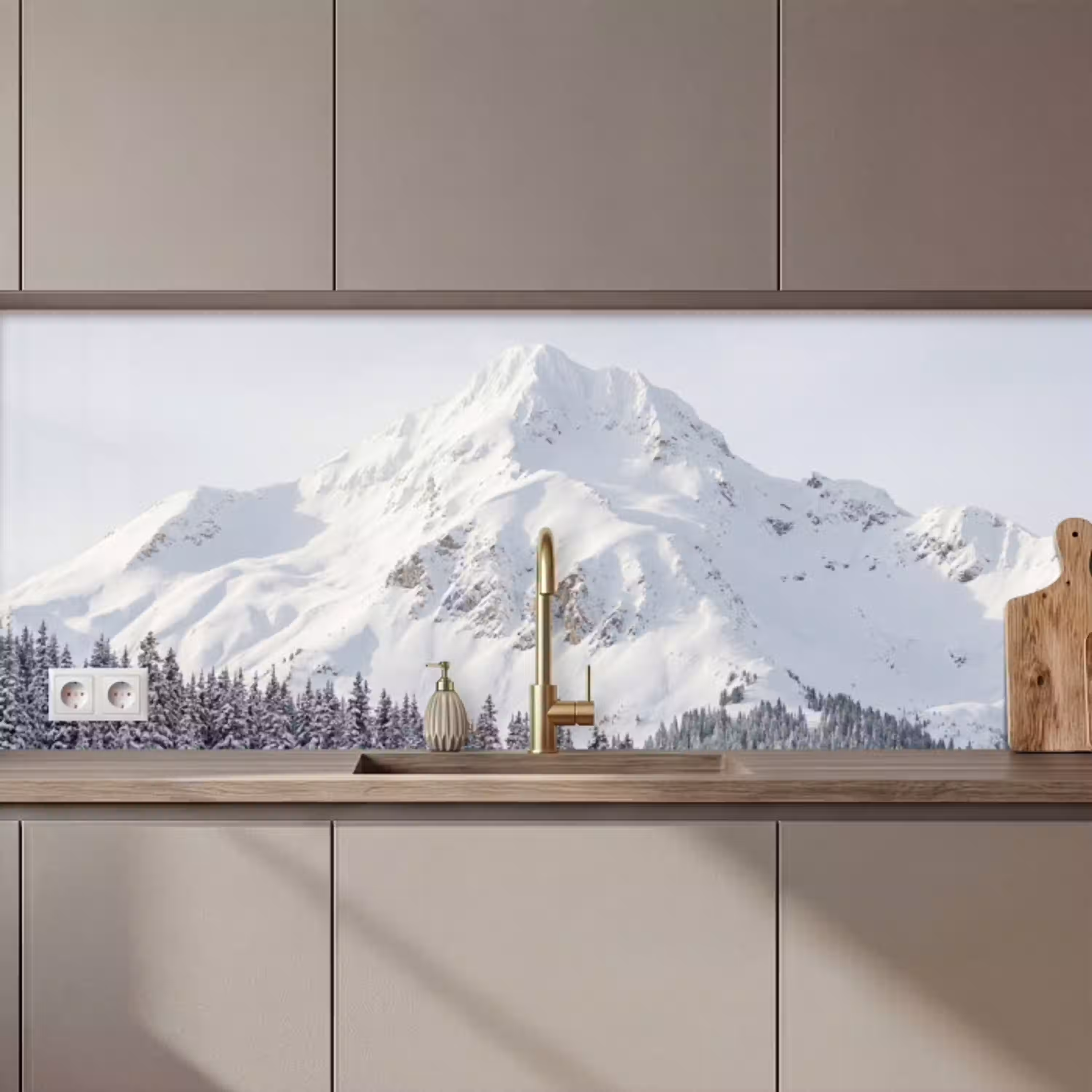 Berg - Sneeuw - Winter - Natuur - Wit keuken achterwand 2 middel zz_3dshopping