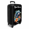Dolfijn te Midden van Graffiti Bloemen NBS - Handbagage koffer - Kinderen Unisex middel -productfoto_3d