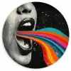 Mond - Golven - Regenboog Wandcirkel kunststof plaat 5mm dik klein -3d