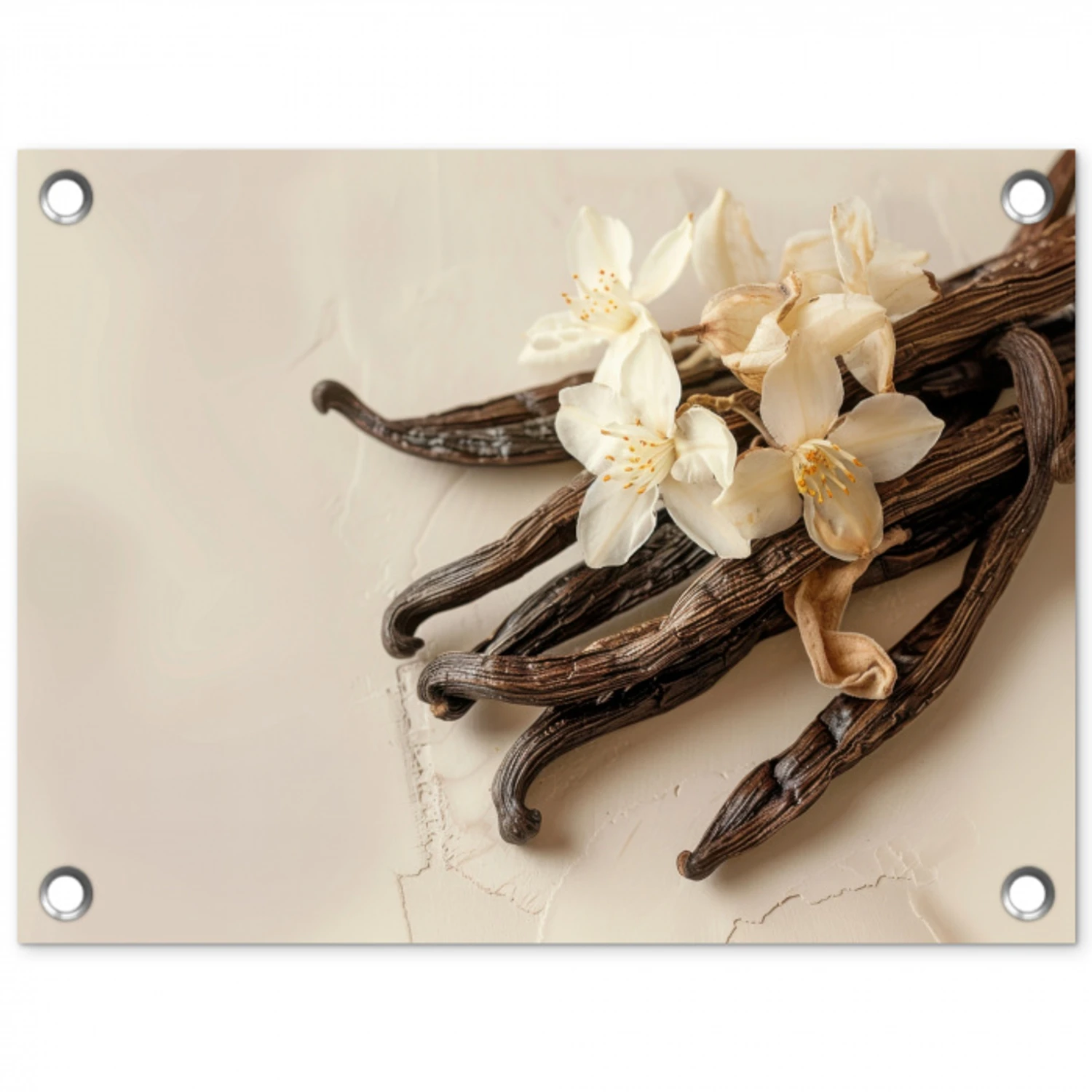 Vanille - Bloemen - Beige tuinposter los doek klein -3d