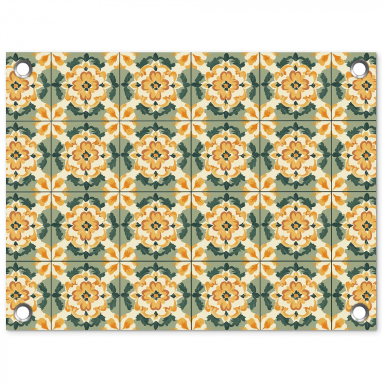 Keramiek - Verweerd - Kleurrijk tuinposter los doek klein 239 -3d