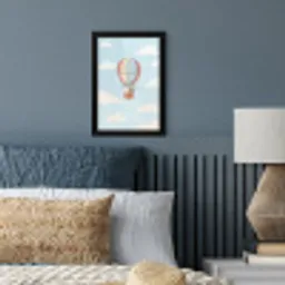 Luchtballon - Beren - Pastel fotolijst zwart zonder passe partout klein -sfeer3