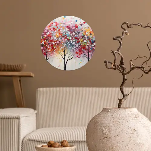 Kunst - Bomen - Natuur - Acryl Wandcirkel behangsticker klein -sfeer1