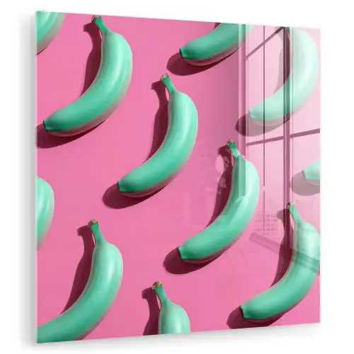Bananen - Patroon - Blauw - Roze plexiglas 5mm klein -zzzproduct_nieuw