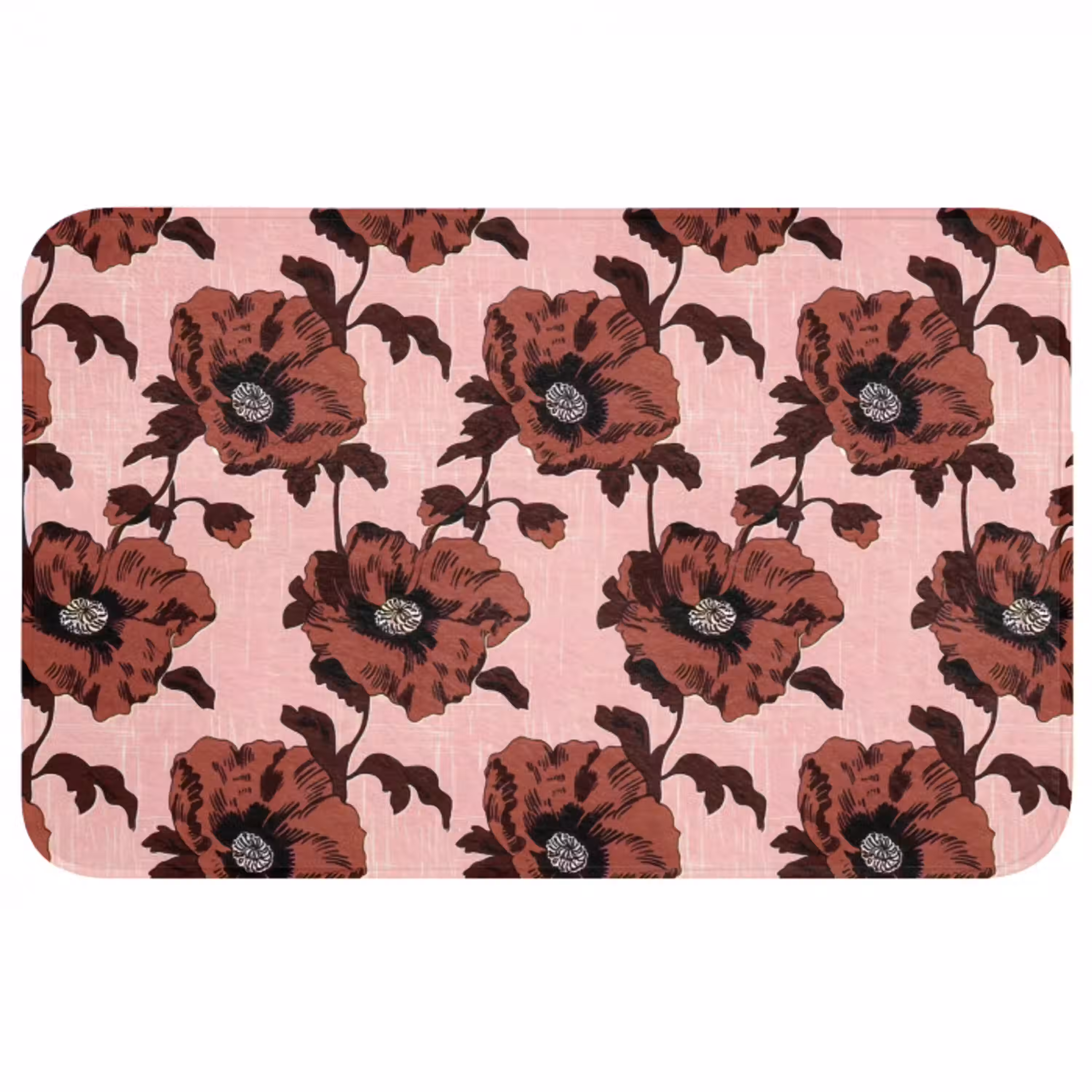 Bloemen - Retro - Rood Badmat middel 997 -3d