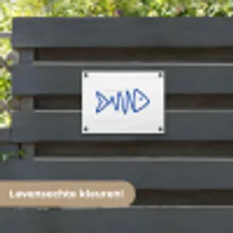 Vis - Minimalistisch - Blauw - Lijn tuinposter los doek klein -sfeer3