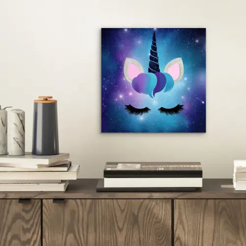 Eenhoorn - Sterren - Magisch - Blauw aluminium wit klein -sfeer1
