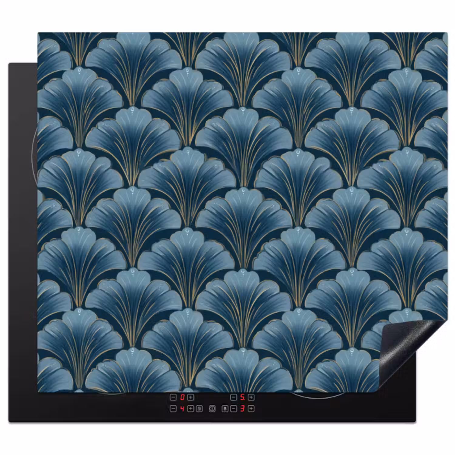 Inductie beschermer - Patroon - Ginkgoblad - Blauw