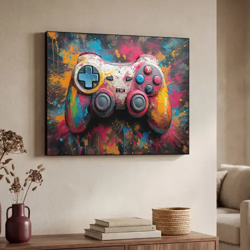 Graffiti - Gaming - Controller - Verf Textielframe - compleet frame klein -sfeer3
