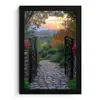 Landschap - Hek - Pad - Zonsondergang - Natuur fotolijst zwart zonder passe partout klein -3d
