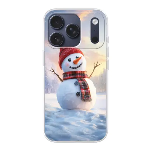 Sneeuwpop - Zonsondergang - Wit Telefoonhoesje iPhone 17 Pro klein -3d