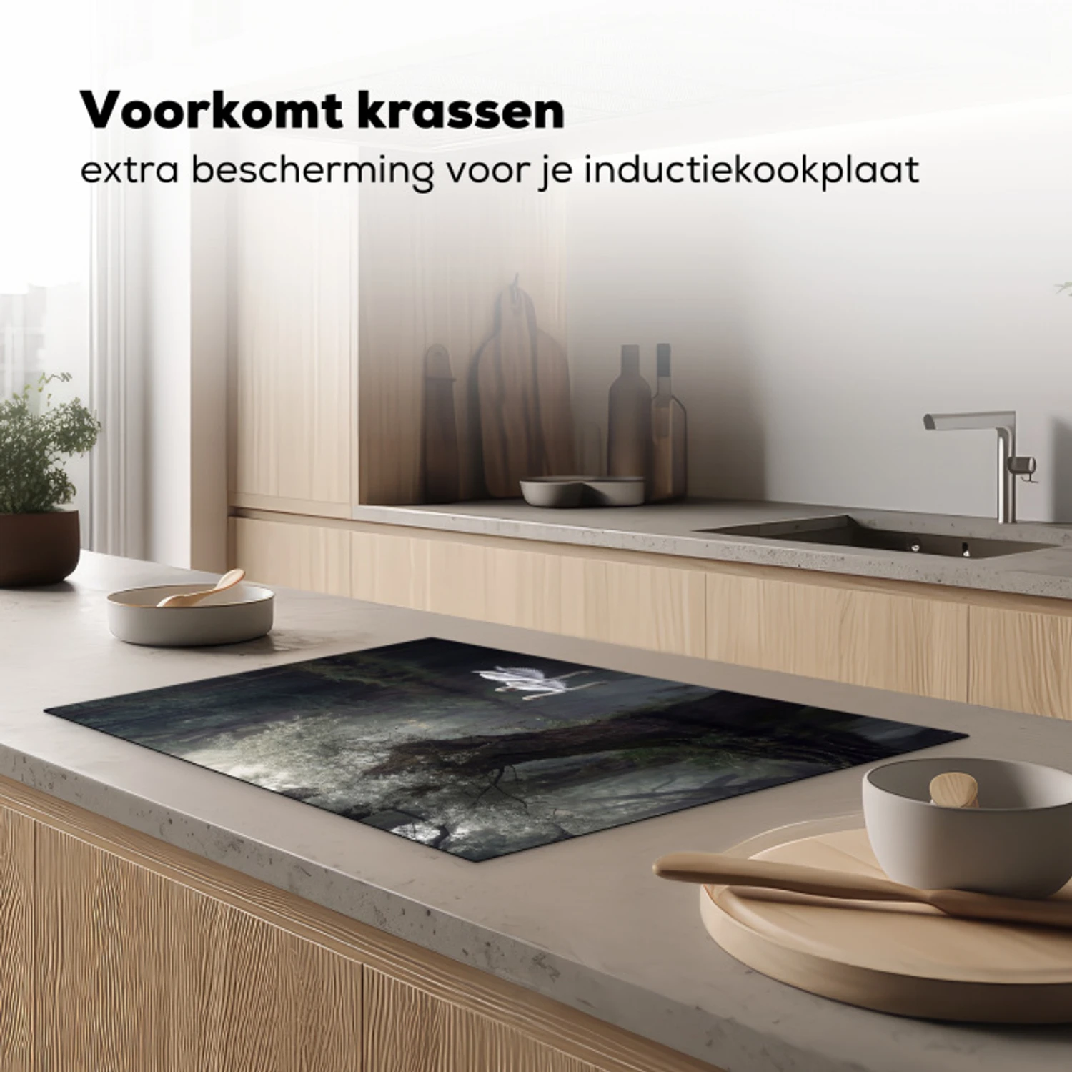 Zwanen - Rivier - Bos Inductie beschermer vinyl 3mm klein -sfeer1