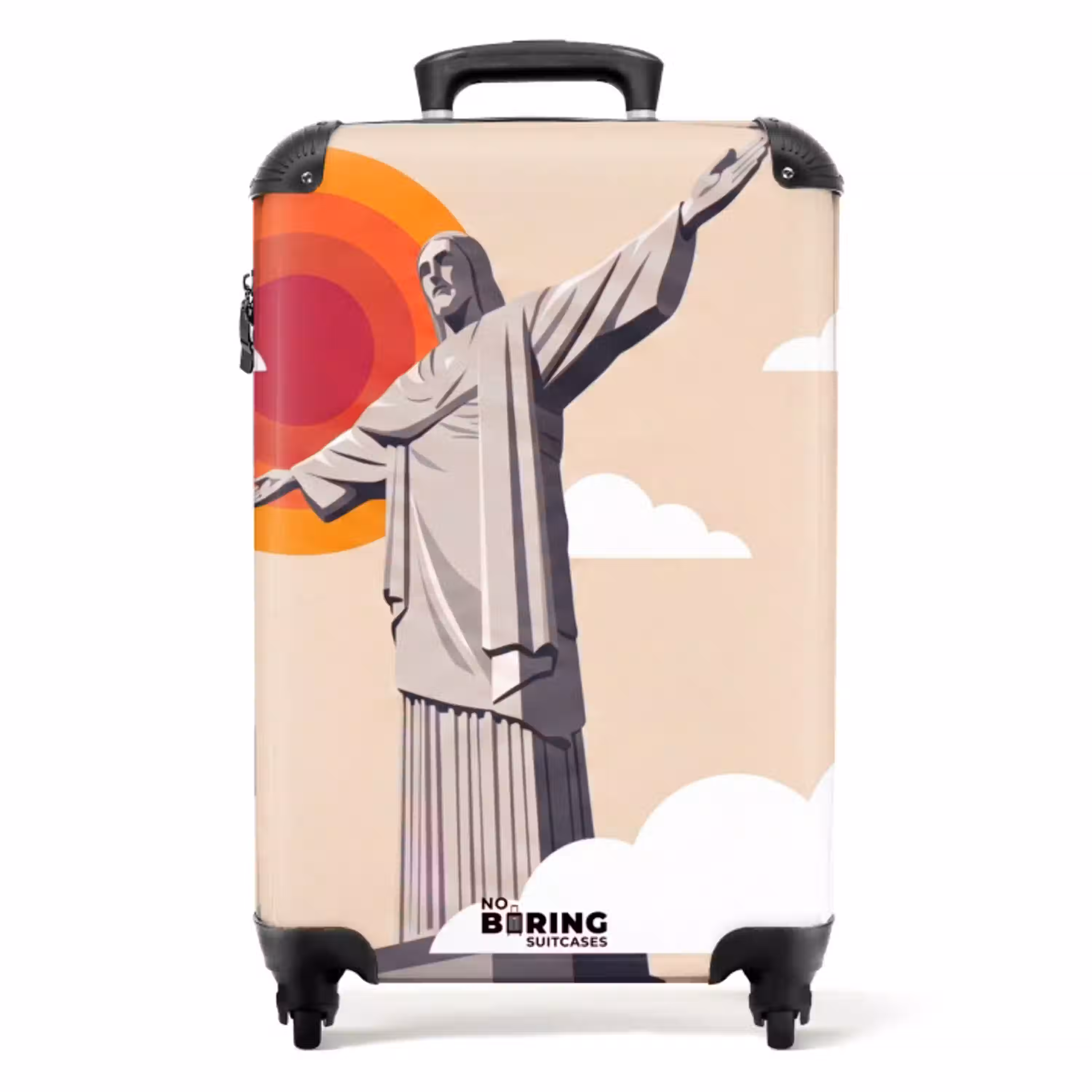 Monument - Stad - Zonsondergang - Minimalistisch - Oranje NBS - Handbagage koffer - Volwassenen Unisex middel -productfoto_recht