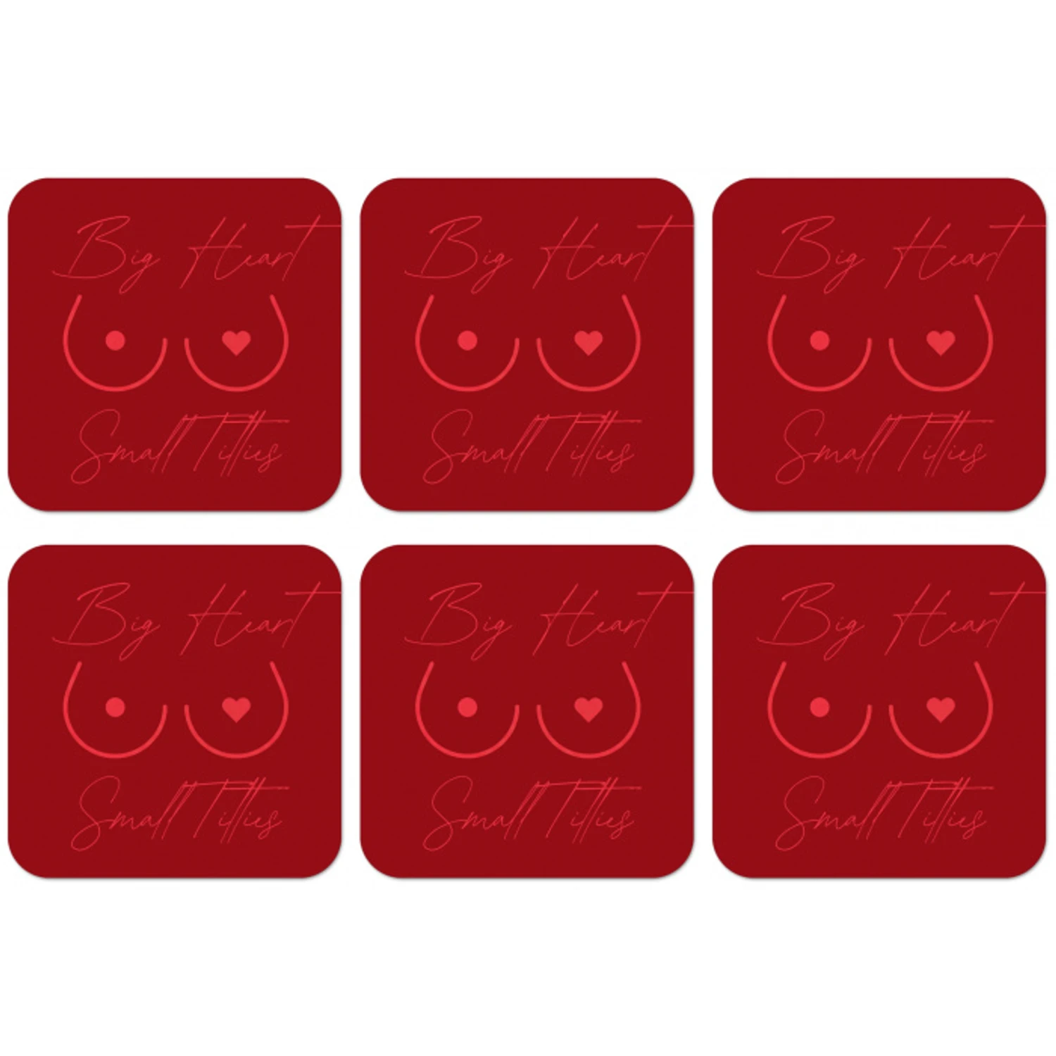 big heart small titties - Hart - Rood onderzetter kurk middel -zkaufland3dotto