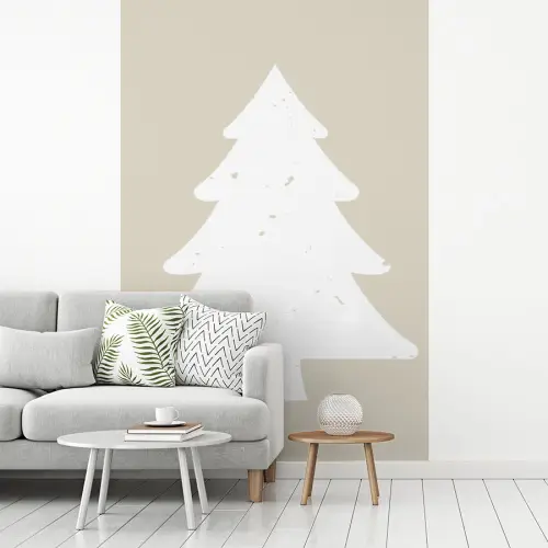 Japandi - Kerstboom - Beige - Kerstversiering fotobehang vinyl groot -woonkamer