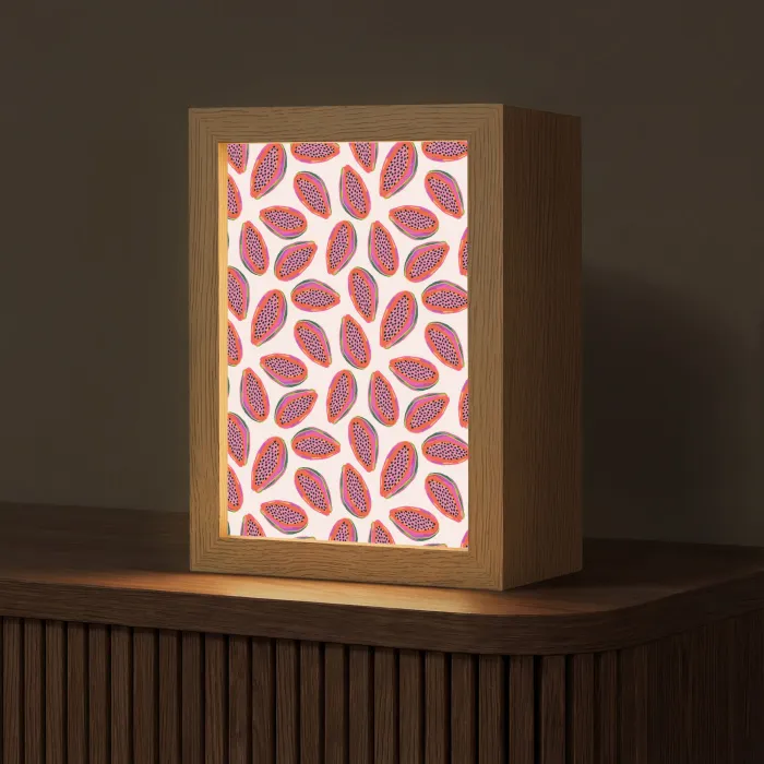 Papaja - Patroon - Roze Light Box met kabel (Tafellamp) klein 925 -z3d_website