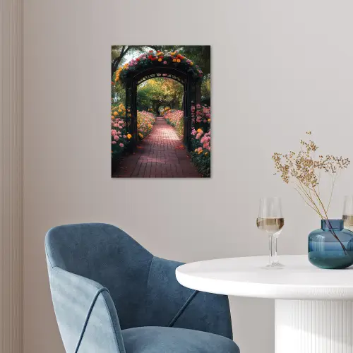 Doorkijk - Bloemen - Pad - Natuur - Kleurrijk poster papier klein -sfeer3