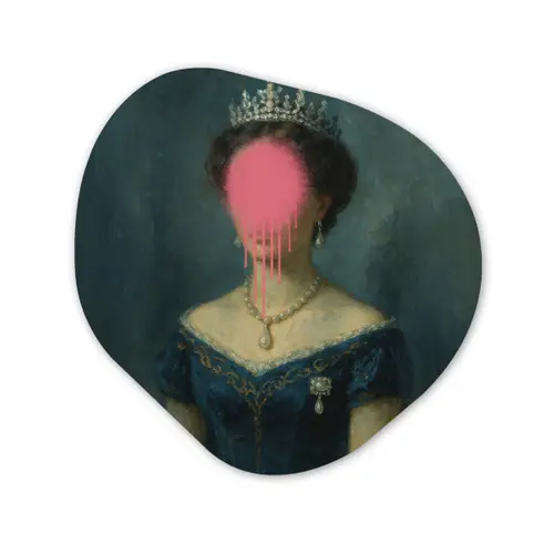 Kroon - Roze druipend verf - Portret Wandcirkel Organisch Forex 3mm klein -3d