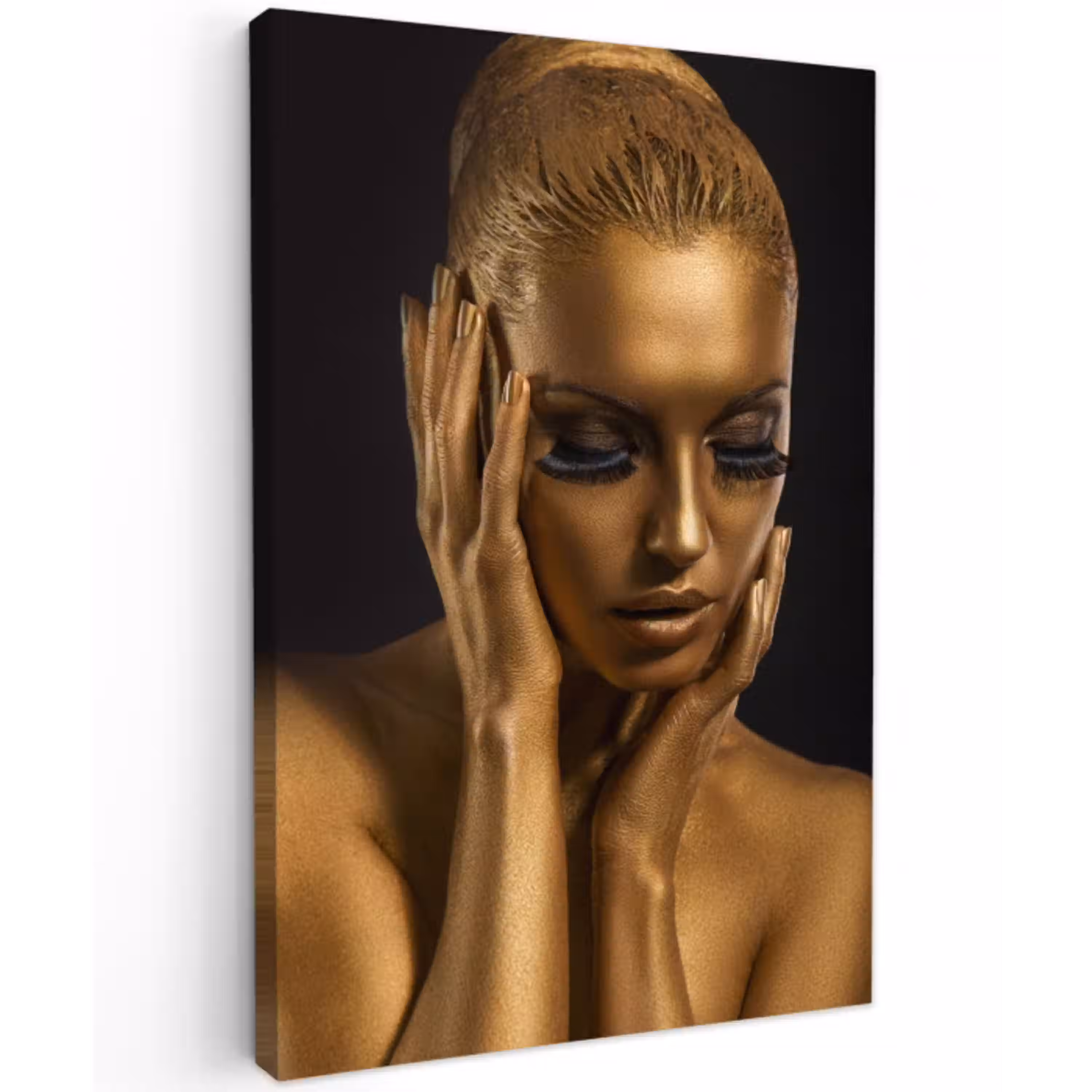 Goud - Vrouw - Black and Gold canvas 2cm klein -z3d