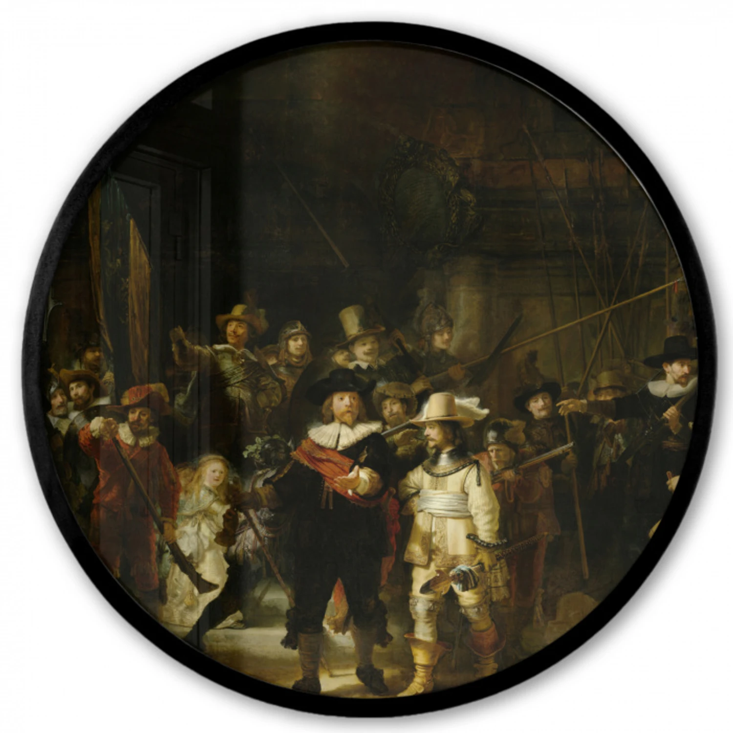 De Nachtwacht - Kunst - Oude meesters - Rembrandt Fotolijst rond zonder passe partout klein -3d