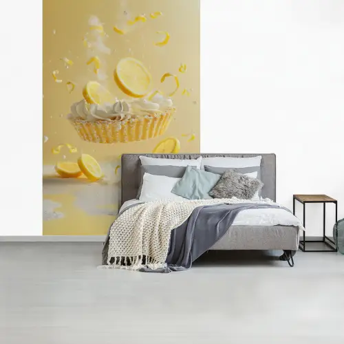 Citroen - Taart - Eten - Geel fotobehang vinyl groot -slaapkamer