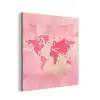 Wereldkaart - Roze - Vaag aluminium wit klein -3d