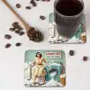 Retro - Blauw - Vrouw onderzetter kurk middel -sfeer2