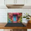 Bloemen - Deur - Roze keuken achterwand spatscherm klein -sfeer2