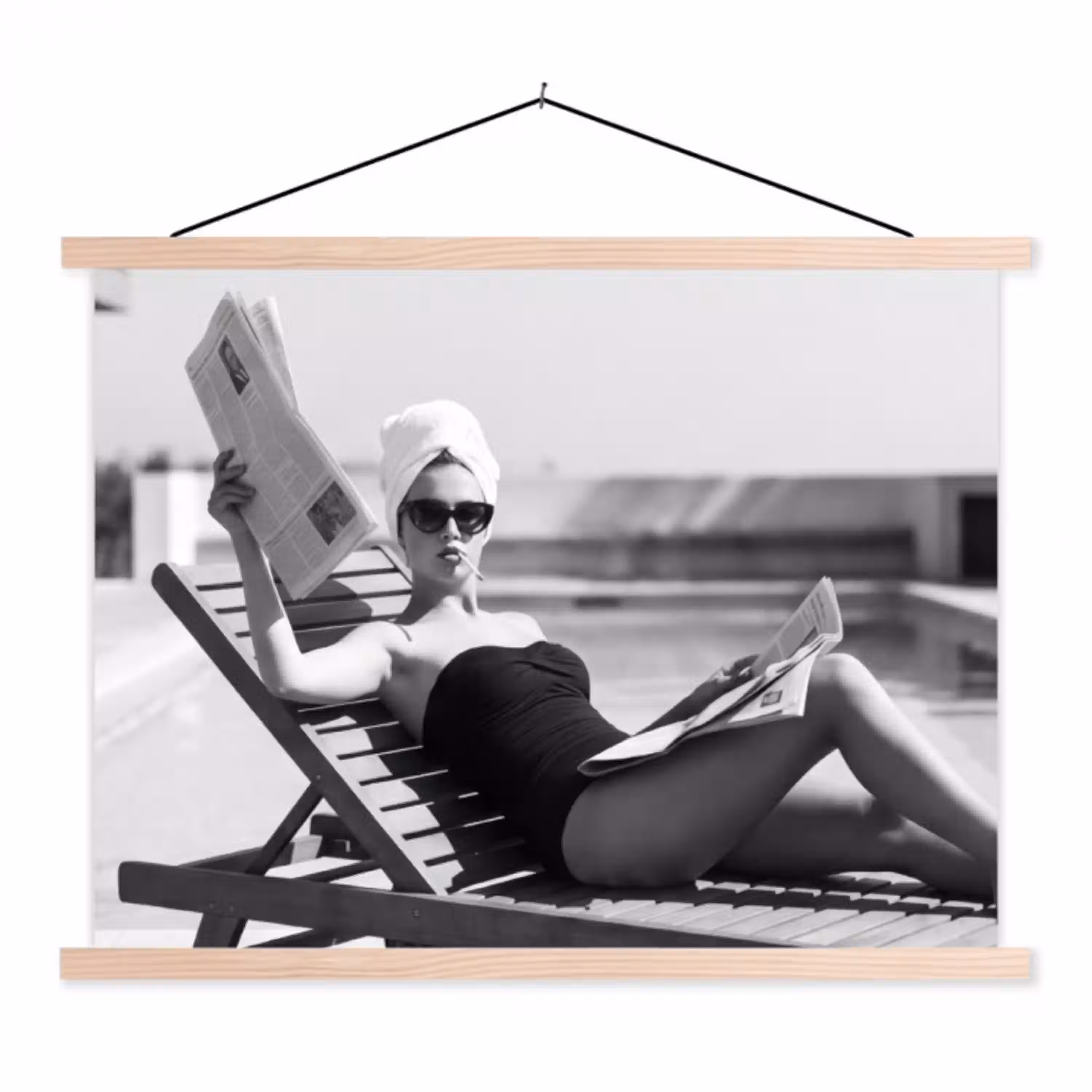 Glamour - Modern - Zwart - Wit textielposter latten blank klein -3d