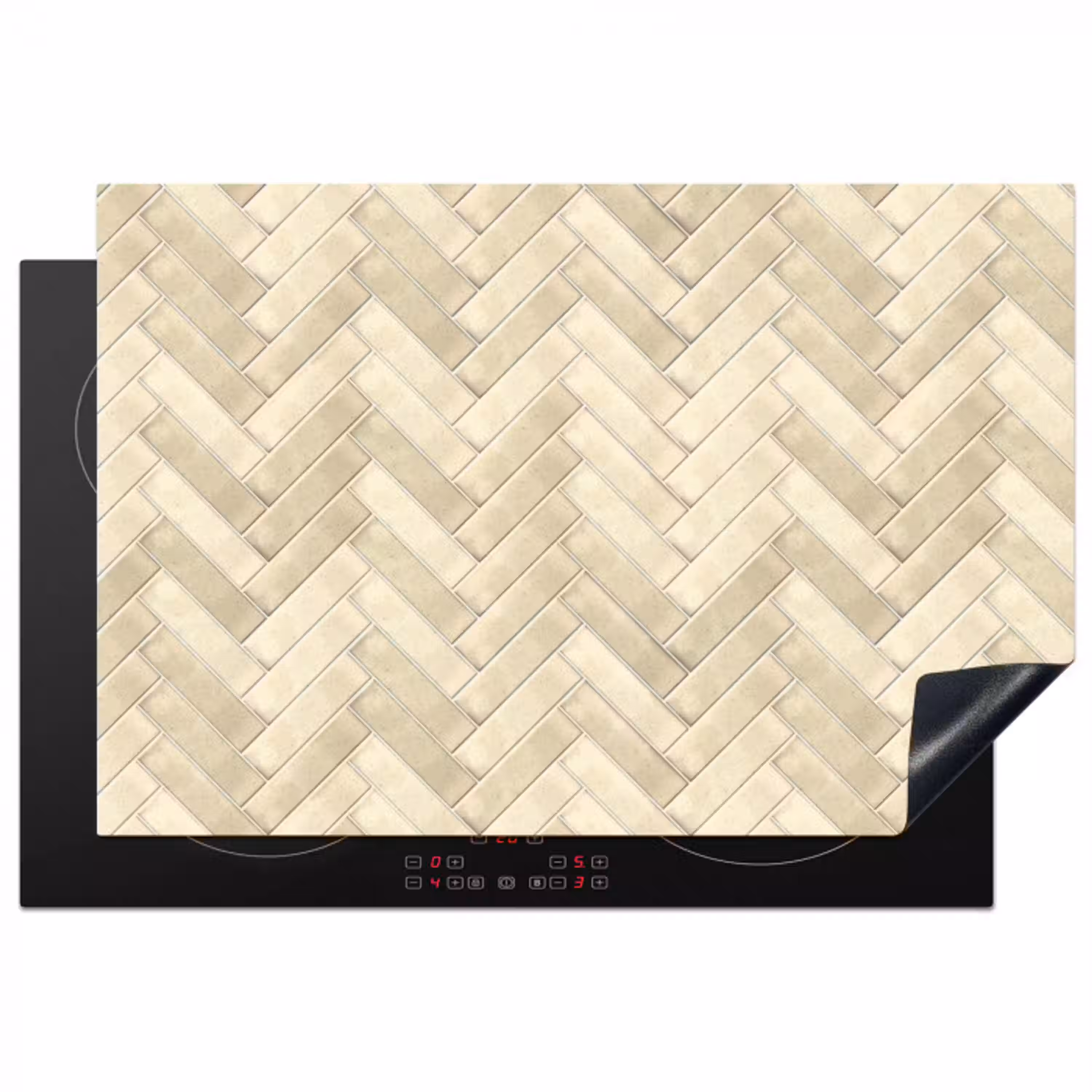 Visgraat - Wandtegel - Licht Beige Inductie beschermer vinyl 3mm klein 276 -3d