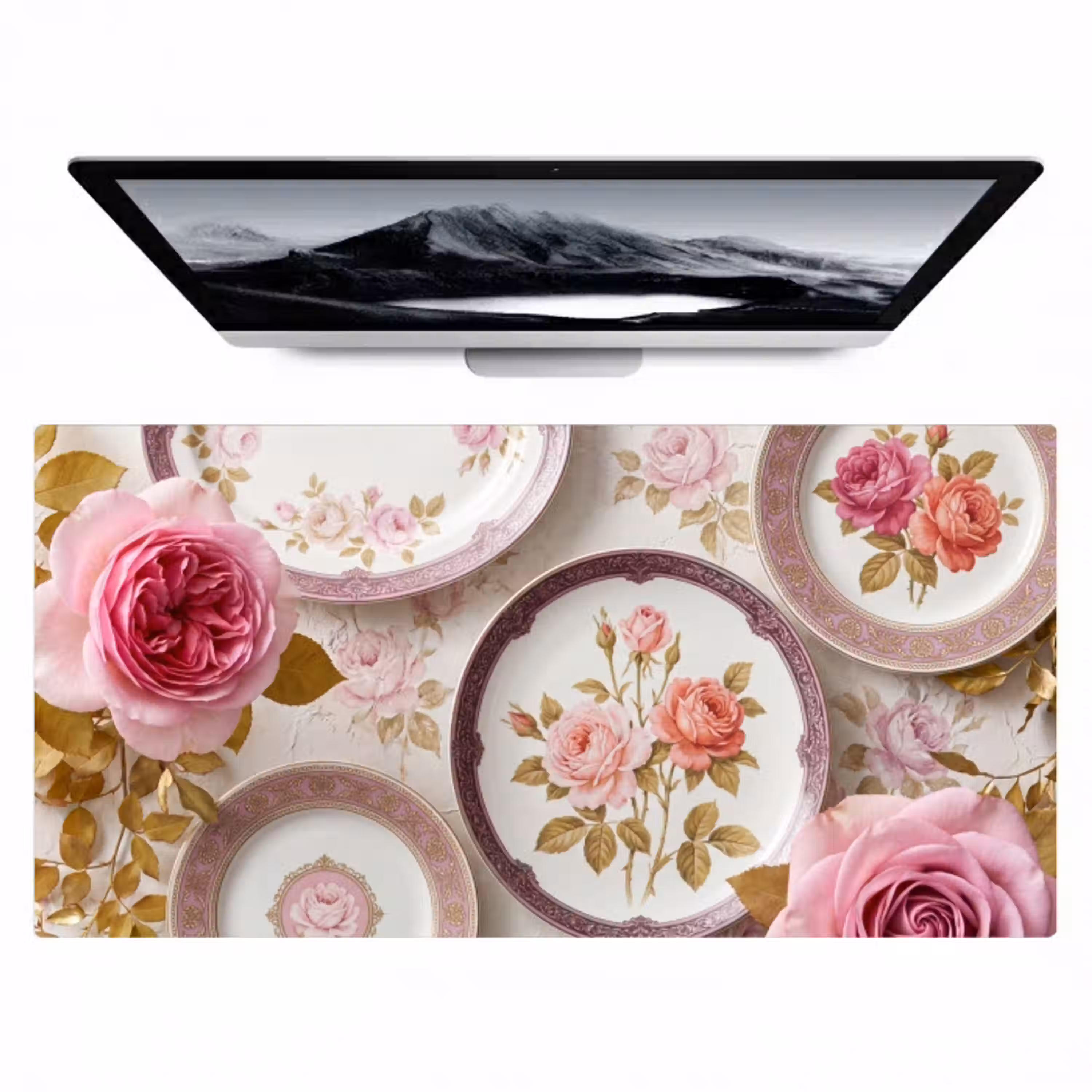 Bloemen - Patroon - Vintage - Roze - Decoratie Muismat XXL klein -zzz3d