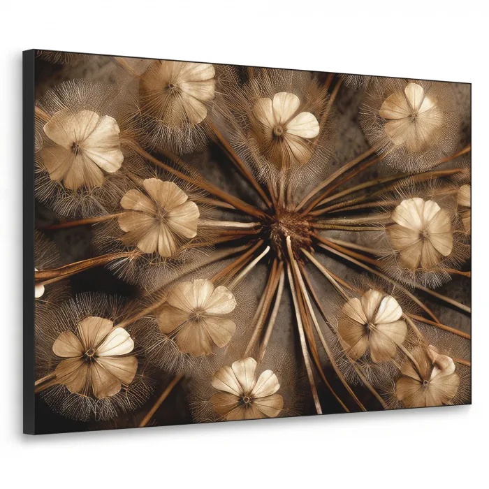 Droogbloemen - Bruin - Natuur Textielframe - compleet frame klein -3d