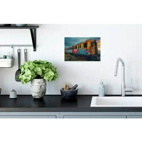 Graffiti - Trein - Street art - Verlaten Muursticker klein -keuken