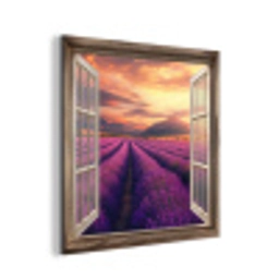 Doorkijk - Lavendel - Landschap - Bloemen - Paars aluminium wit klein -3d
