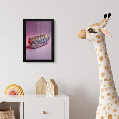 Hotdog - Steentjes - Glitters - Paars fotolijst zwart zonder passe partout klein -usfeer4_kinderkamer