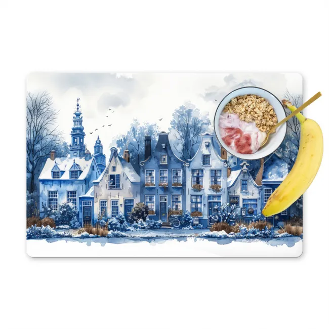 Winterse Droom in Delft Placemat vinyl groot -zzzproduct_Kitchenyeah-website