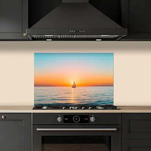 Zee - Zeilboot - Zonsondergang keuken achterwand spatscherm klein -sfeer1