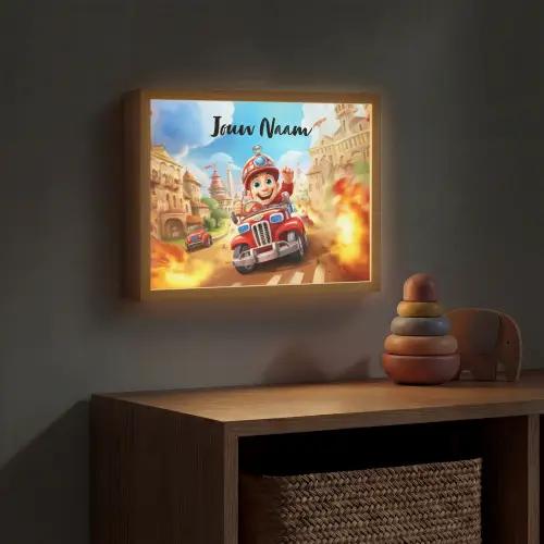 Brandweer - Jongens - Kinderen - Auto Light Box met batterij (Wandlamp kind) middel -sfeer5_kind
